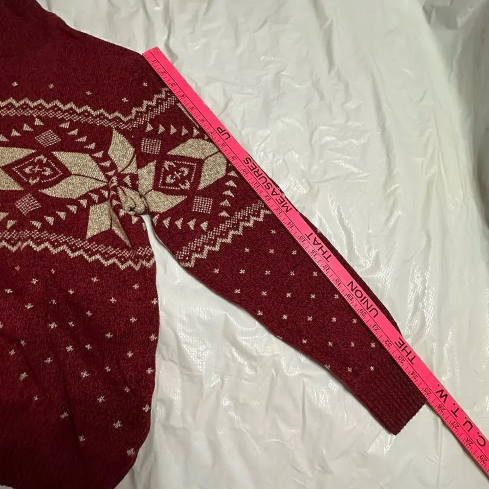 American Eagle Red Fair Isle 1/4 button pullover sweater size Large NWOT